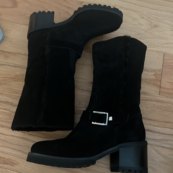 Live + ECH Black Suede fur Shearling Wool Boots size 36 like new - Picture 3 of 16